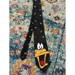 Vtg Daffy Duck Neck Tie Looney Tunes Mania Black Sweat Eyes Novelty Cartoon 1993